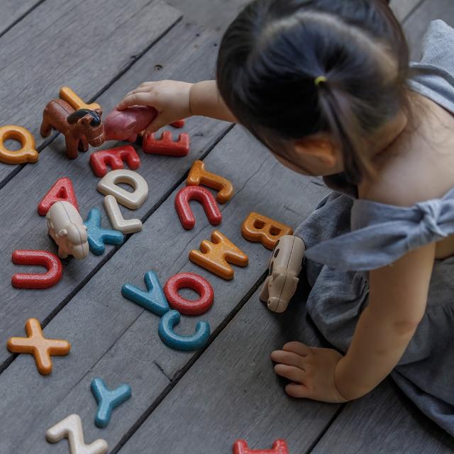 【Plantoys】ABC大寫字母學習組(木質木頭玩具)