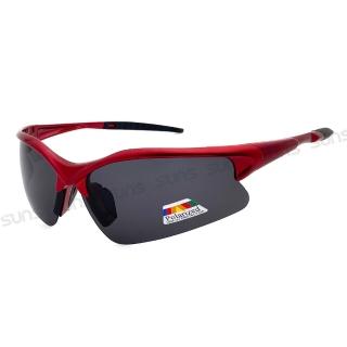 【SUNS】運動太陽眼鏡 頂規強化偏光鏡片 僅20g輕量紅框 S712 抗UV400(採用PC防爆鏡片/防眩光/防撞擊)
