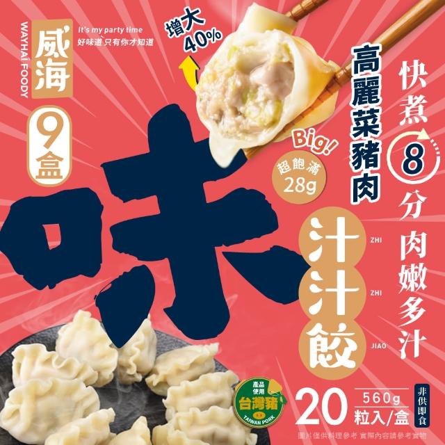 【威海Way Hai】28g超大顆高麗菜豬肉水餃 鮮Ｑ手作汁汁餃x9盒(20顆/560g/盒)