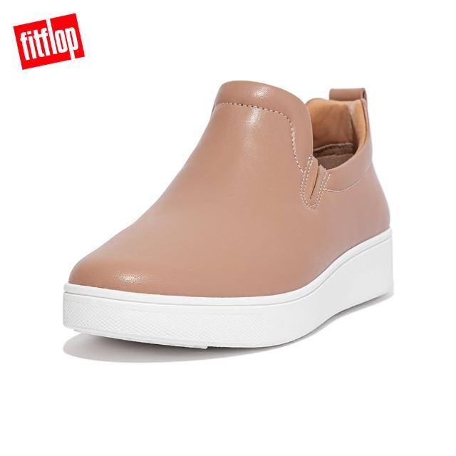 【FitFlop】RALLY LEATHER SLIP-ON TRAINERS 易穿脫時尚休閒鞋-女(米色)