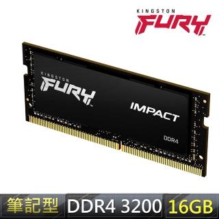 【Kingston 金士頓】FURY Impact 爆擊者 DDR4-3200 16GB 筆記型超頻記憶體(KF432S20IB/16)