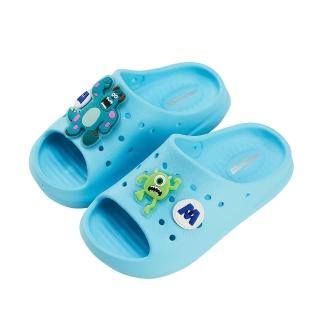 【Disney 迪士尼】迪士尼童鞋 怪獸電力公司 不對稱立體造型防水厚底拖鞋-水(MIT台灣在地工廠製造)