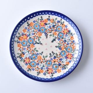【波蘭陶】Vena 圓形餐盤 陶瓷盤 圓盤 菜盤 點心盤 沙拉盤 19cm 波蘭手工製(蔚藍橙光系列)