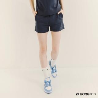 【Hang Ten】女裝-毛巾布刺繡短褲(深藍)