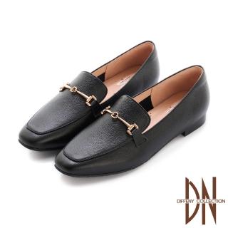 【DN】樂福鞋_MIT真皮金屬幾何飾扣平底包鞋(黑)