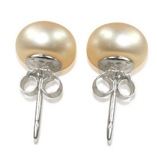 【小樂珠寶】925純銀不過敏耳貼式耳針天然淡水珍珠耳環(耳貼簡單女生專戴)