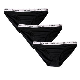 【Calvin Klein 凱文克萊】3件組 CK棉質Bikini女三角褲 CK女內褲(黑色三件)
