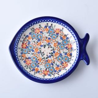 【波蘭陶】Vena 魚形盤 陶瓷盤 菜盤 水果盤 沙拉盤 波蘭手工製(蔚藍橙光系列)