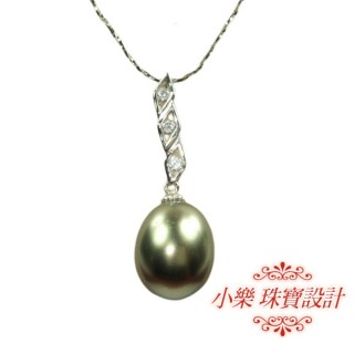 【小樂珠寶】直條型大顆孔雀黑珠漂亮南洋深海貝珍珠項鍊(大15mm胖橢圓胖水滴形)