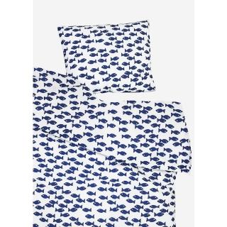 【北歐瑞典 FINE LITTLE DAY】FISH BED SET BLUE(有機棉被套枕套兩件組)