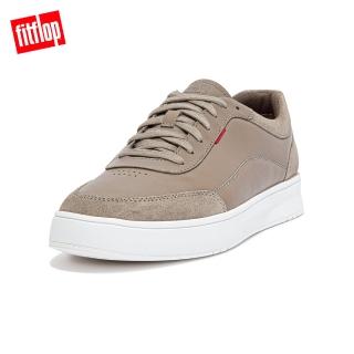 【FitFlop】RALLY X SUEDE/LEATHER TRAINERS 運動風繫帶休閒鞋-男(淺木灰)