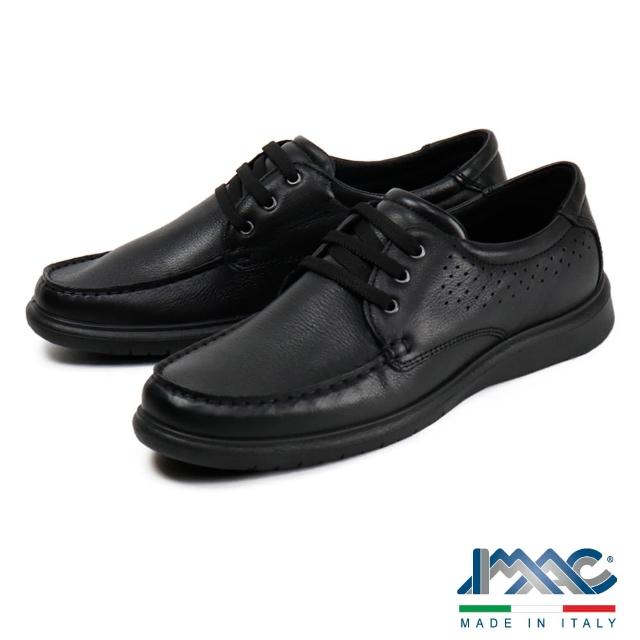 【IMAC】真皮透氣綁帶休閒鞋 黑色(700910-BL)