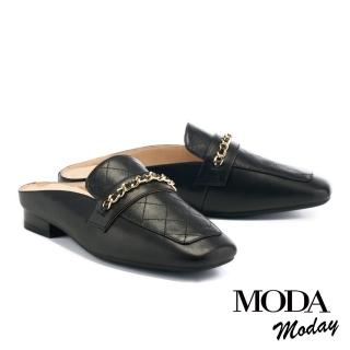 【MODA Luxury】韓系質感全真皮方頭低跟穆勒鞋(黑)