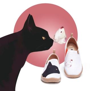 【uin】西班牙原創設計 女鞋 貓和蝶彩繪休閒鞋W1109548(彩繪)