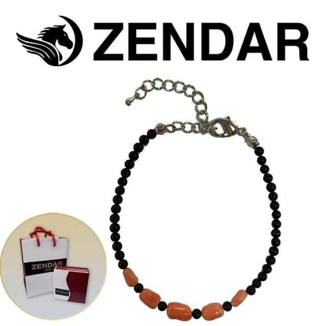 【ZENDAR】頂級天然MOMO珊瑚鼓黑瑪瑙手鍊 98349