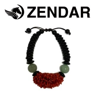 【ZENDAR】頂級天然紅珊瑚直側球黑瑪瑙東菱玉球手鍊 122716(天然頂級沙丁紅珊瑚)