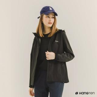 【Hang Ten】女裝-恆溫多功能-REGULAR FIT貼合針織防風外套(黑)