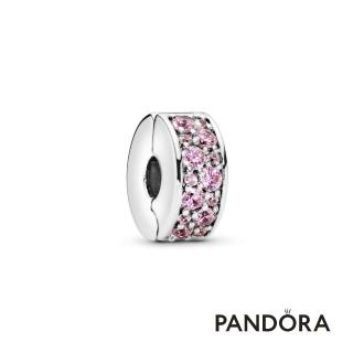 【Pandora官方直營】粉紅密鑲寶石固定釦