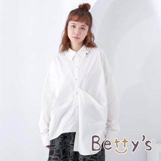 【betty’s 貝蒂思】落肩寬版壓褶襯衫(白色)
