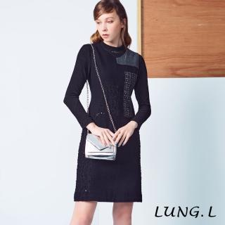 【LUNG.L 林佳樺】LG12H#黑色毛料材拼接修身無袖洋裝(女裝)