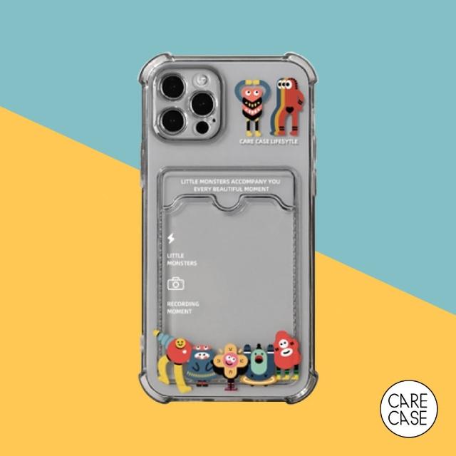 【BOJI 波吉】iPhone 12/13系列 四角氣囊防摔手機保護殼 小怪獸系列 卡套設計