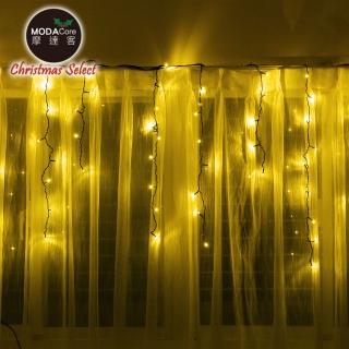 【摩達客】-LED燈100燈冰條燈聖誕燈情境裝飾燈/暖白光(黑線附贈IC控制器)