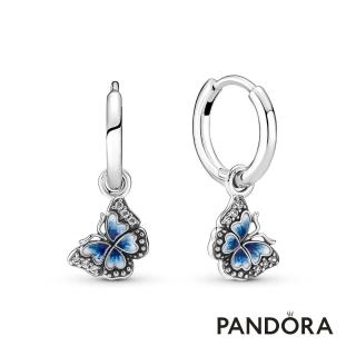 【Pandora官方直營】彩藍蝴蝶單圈耳環