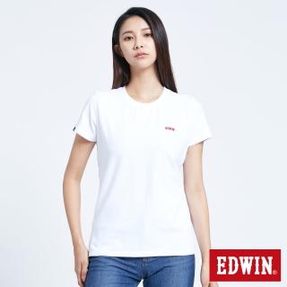 【EDWIN】女裝 第八代LOGO短袖T恤(白色)