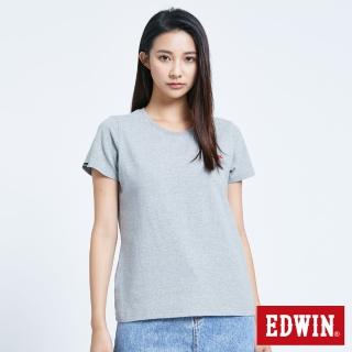 【EDWIN】女裝 第八代LOGO短袖T恤(麻灰色)