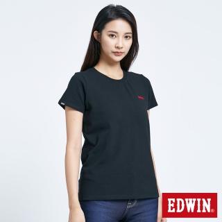 【EDWIN】女裝 第八代LOGO短袖T恤(黑色)
