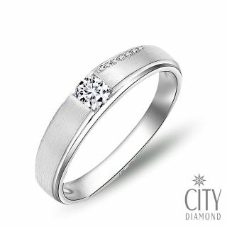 【City Diamond 引雅】『流星軌跡』鑽石13分白K戒指(男戒)