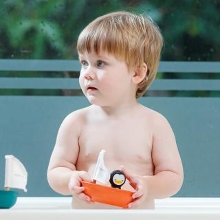 【Plantoys】木作水玩具-企鵝帆船(木質木頭玩具 洗澡戲水玩具)