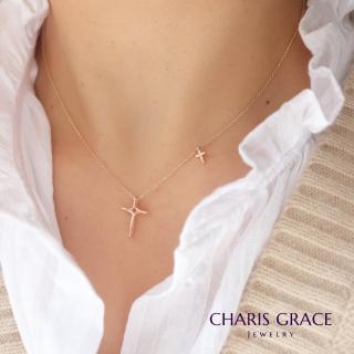 【CHARIS & GRACE 佳立思珠寶】14K金 項鍊 Hand Painted Cross Necklace 手繪線條十字架項鍊