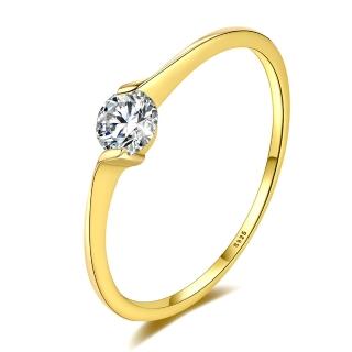 【ANGEL】韓版時尚鍍金鑲鑽婚戒款戒指(金色)