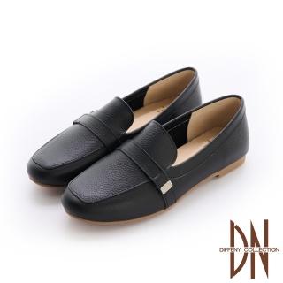【DN】樂福鞋_MIT真皮皮帶造型方頭平底鞋(黑)