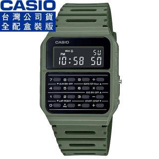 【CASIO 卡西歐】卡西歐DATA BANK 鬧鈴計算機電子錶-綠(CA-53WF-3B 台灣公司貨全配盒裝)