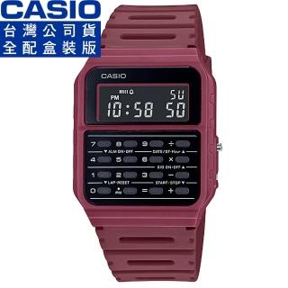 【CASIO 卡西歐】卡西歐DATA BANK 鬧鈴計算機電子錶-紅(CA-53WF-4B 台灣公司貨)