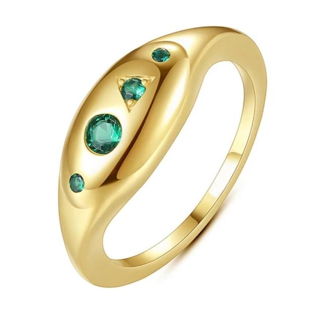 【Jpqueen】歐美ins復古簡約指環彩寶個性戒指