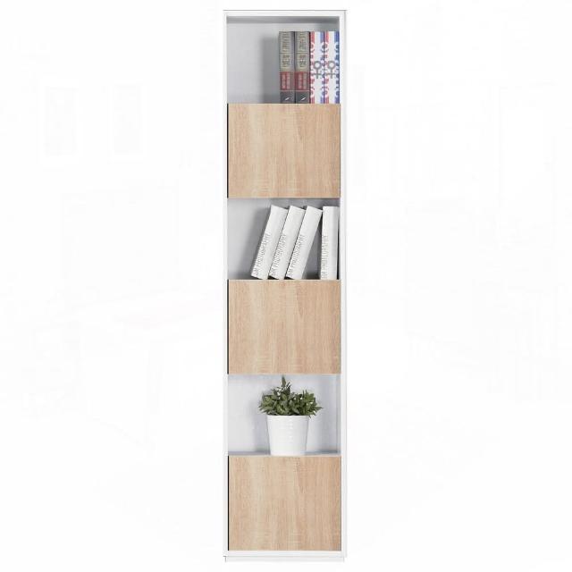【obis】布拉格1.35尺白色橡木紋三單門書櫃