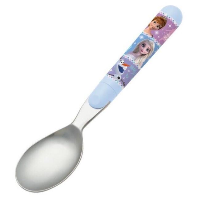 【小禮堂】迪士尼 冰雪奇緣 日本製 兒童不鏽鋼湯匙 《藍格圖款》(平輸品)