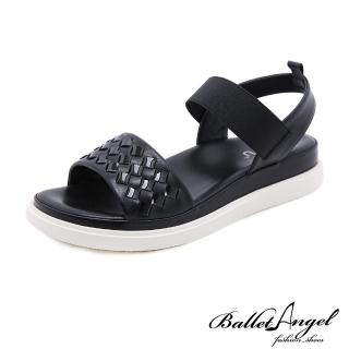 【BalletAngel】編織寬帶釋壓厚底涼鞋(黑)