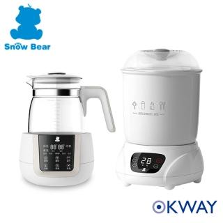 【SnowBear 韓國小白熊】育兒小資組-智敏恆溫調乳器(加贈溫奶籃)+智效奶瓶消毒烘乾鍋