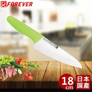 【FOREVER 鋒愛華】日本製造鋒愛華馬卡龍系列陶瓷刀18CM(白刃綠柄)