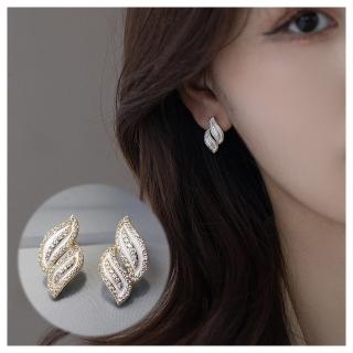 【HaNA 梨花】韓國金葉之秋微光貝石．鑲邊葉子耳環
