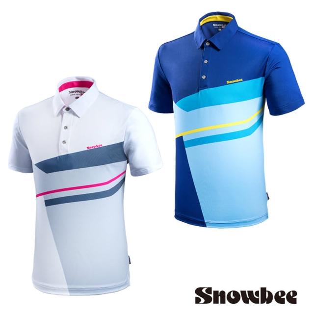 【Snowbee 司諾比】男款塊狀幾何短袖Polo衫(高爾夫球衫 球衣 吸濕排汗polo衫)