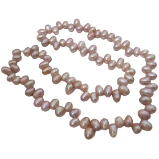 【小樂珠寶】水滴珠橢圓珠特殊少見雙米珠珍珠項鍊(粉紫色天然淡水養珠)