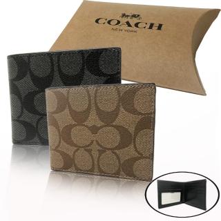 【COACH】經典LOGO照片6卡男款短夾禮盒(多色選一)