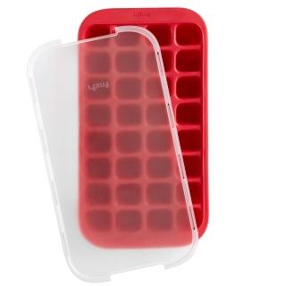 【LEKUE】32格好收納方塊製冰盒 胭紅(冰塊盒 冰塊模 冰模 冰格)