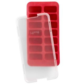 【LEKUE】14格附蓋金磚製冰盒 胭紅(冰塊盒 冰塊模 冰模 冰格)