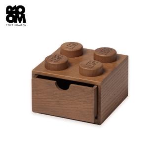 【Room Copenhagen】LEGO樂高桌上型木製四凸抽屜收納箱-深色橡木